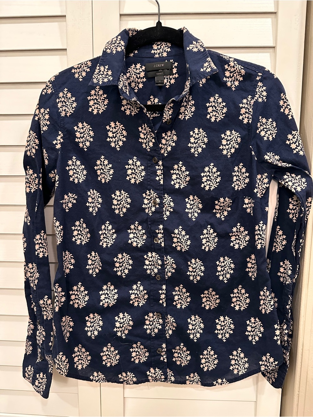 J. Crew Navy Blue Floral Button-Up Shirt size 4